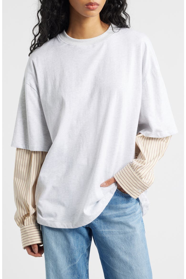 Bottega Oversize Cotton T-Shirt, Main, color, WHITE/ HONEY