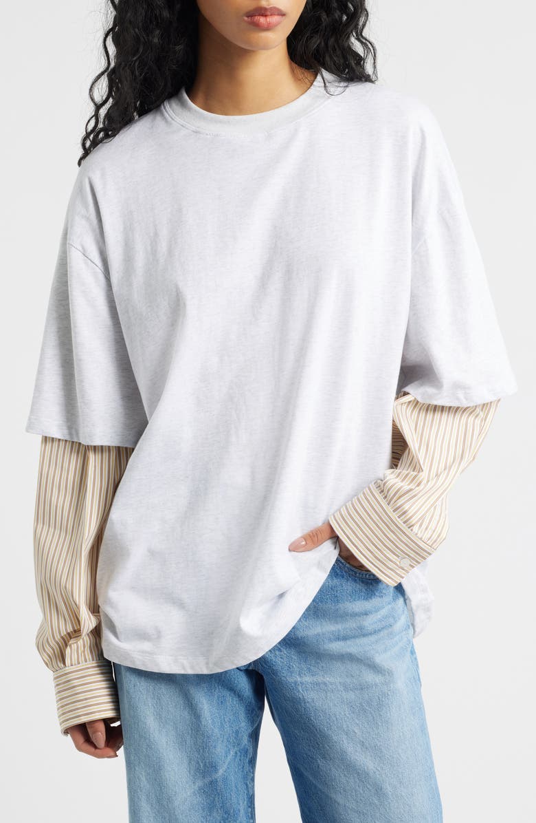 LIONESS Bottega Oversize Cotton T-Shirt, Main, color, White/ Honey