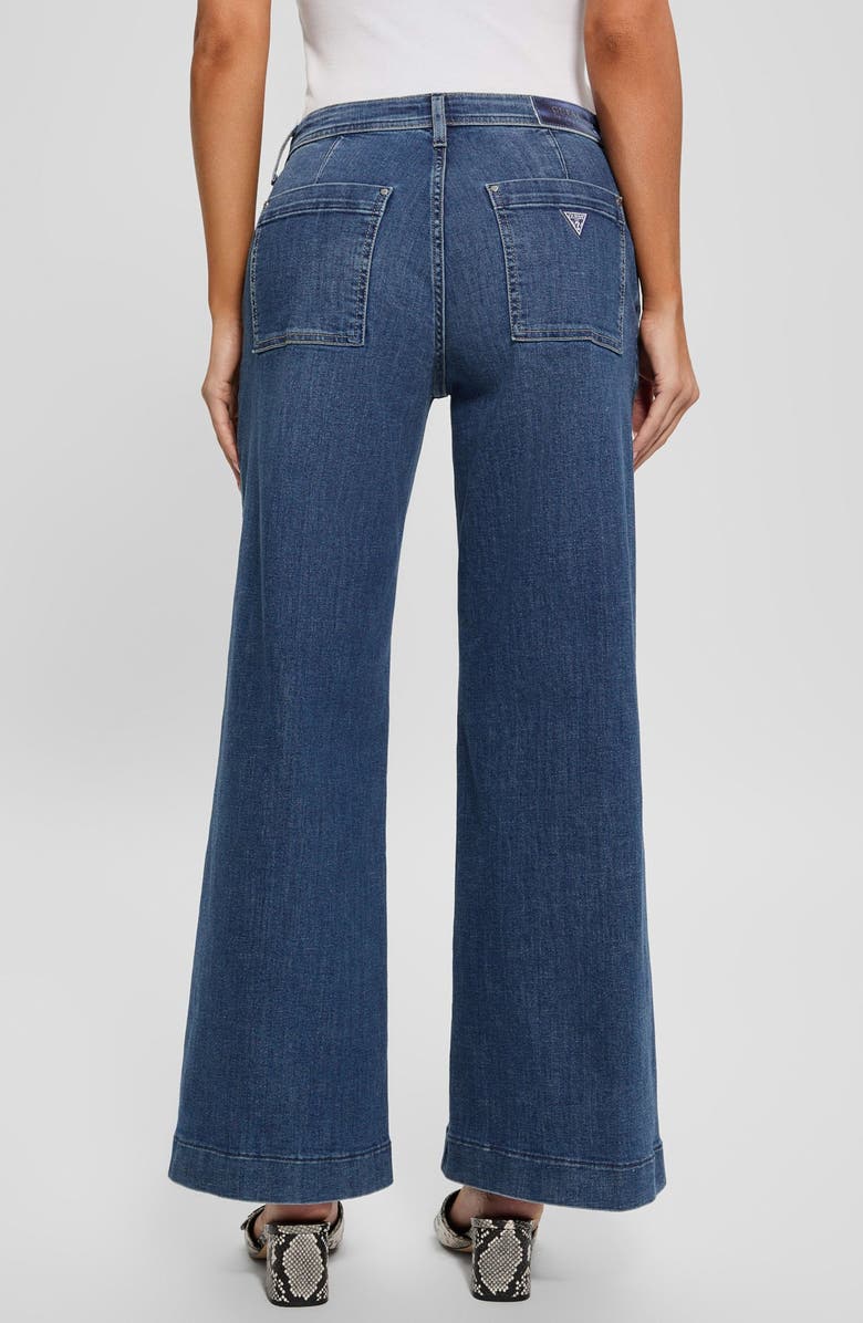 GUESS Zoya Crop Wide Leg Jeans, Alternate, color, Blue