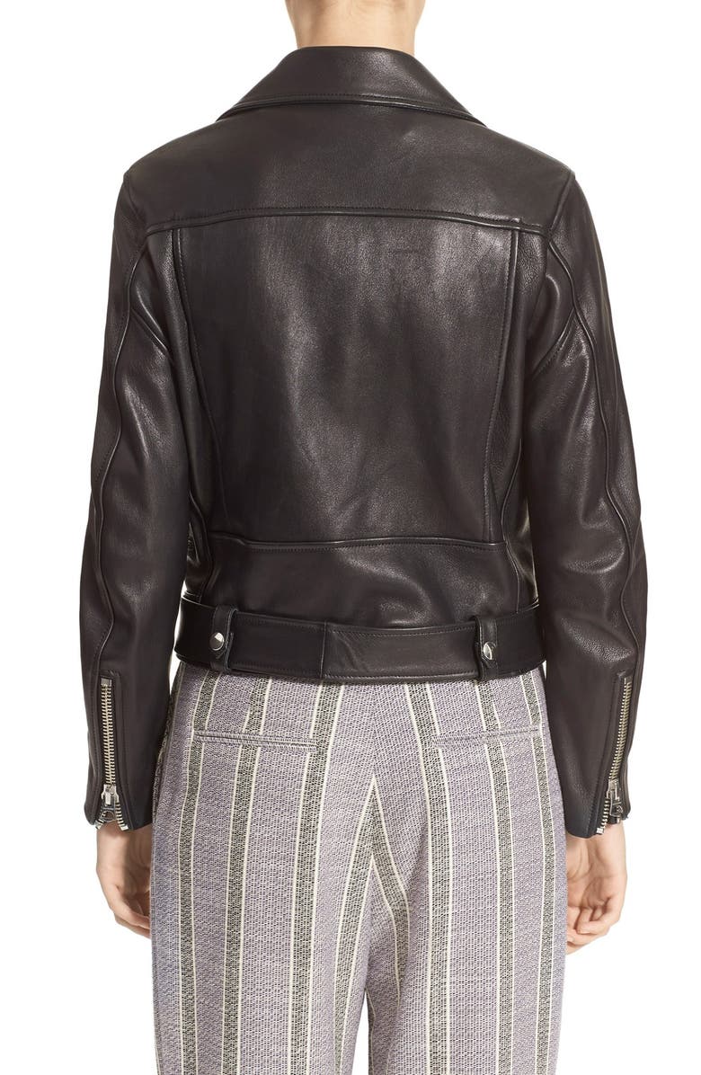 Acne Studios Lambskin Mock Moto Jacket, Alternate, color,