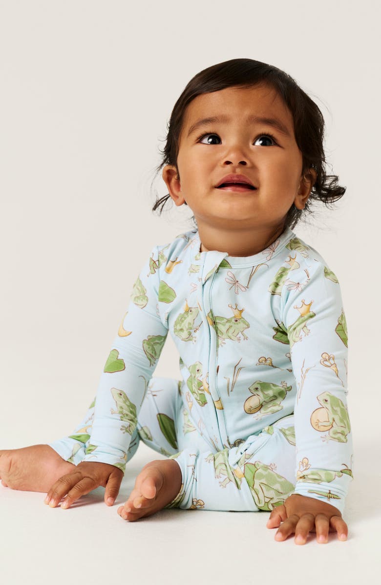 Posh Peanut Frog Prince Print Convertible Zip-Up Footie, Alternate, color, Light/ Pastel Green