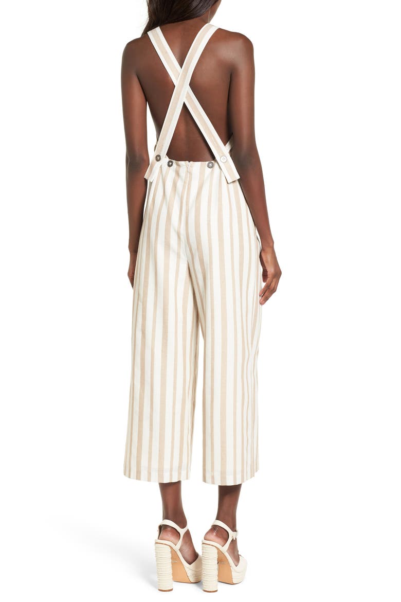 Chriselle x J.O.A. Wide Leg Jumpsuit, Alternate, color, SAND STRIPE