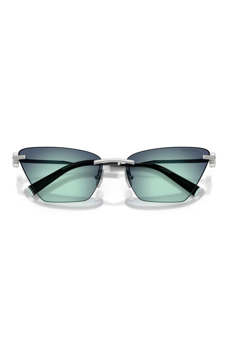 61mm Gradient Butterfly Sunglasses, Alternate, color, SILVER / AZURE RADIAL BLUE