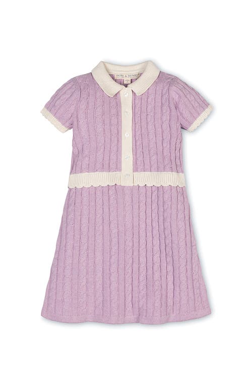 Hope & Henry Kids' Organic Short Sleeve Collared Button Front Sweater Dress In Multi