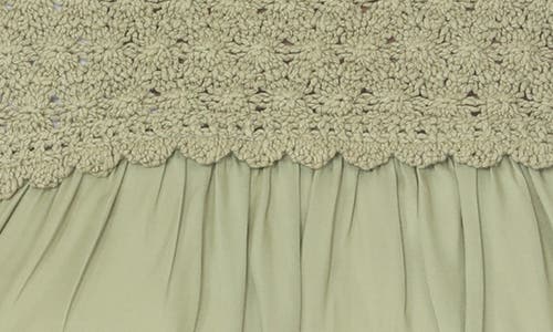 Shop Rain And Rose Lacey Knit Yoke Mixed Media Tank In Olive