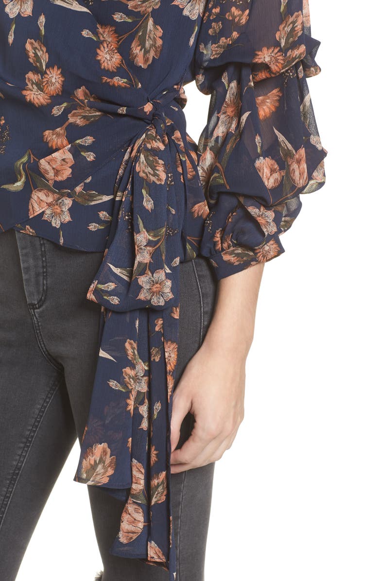 ASTR the Label Ruffle Sleeve Wrap Top, Alternate, color, 