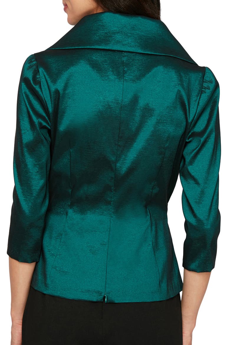 Brushed Satin Tie Waist Blouse, Alternate, color, EMER GRN