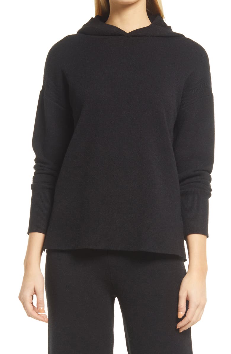 Caslon<sup>®</sup> Ribbed Sweater Hoodie, Main, color, 