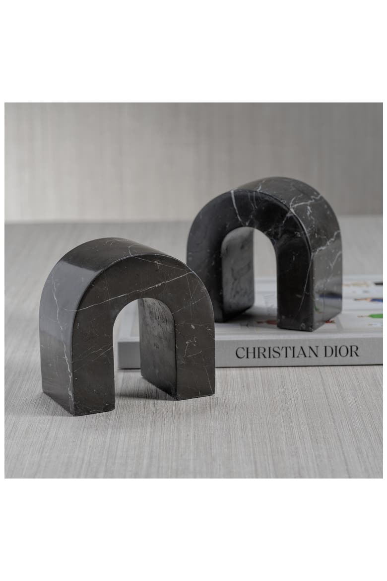Martil Set of 2 Marble Bookends, Alternate, color, BLACK