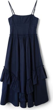 Damson Madder Juno Ruffle Midi Dress & Sheer Scarf