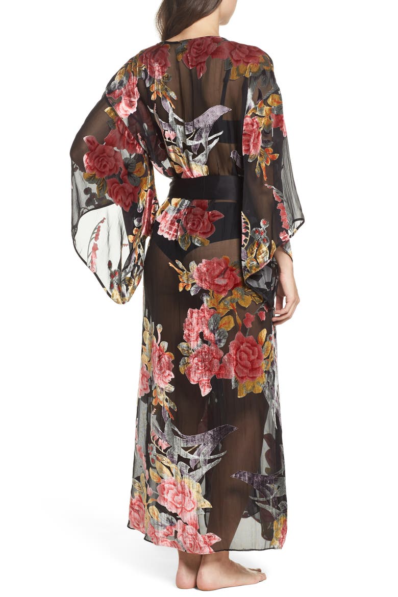 Burnout Velvet Robe, Alternate, color, BLACK