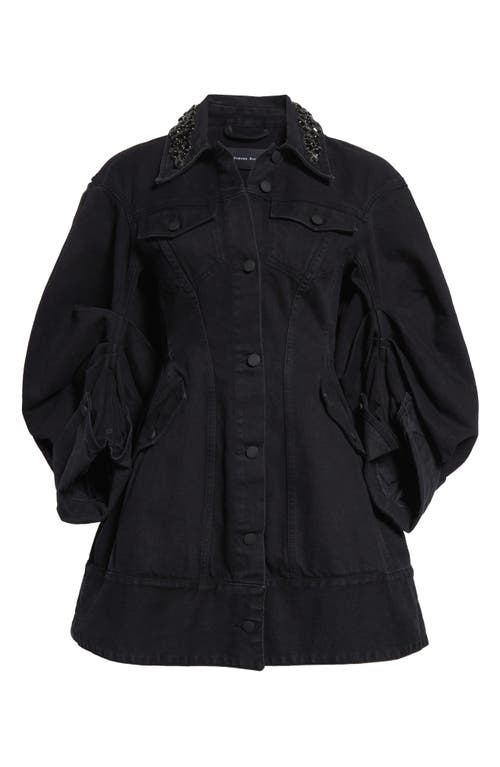 Simone Rocha Sculpted Denim Coat In Black/jet