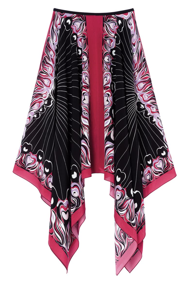 Handkerchief Silk Skirt, Alternate, color, BLACK