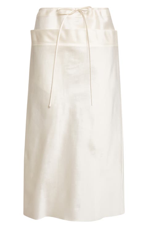 Chiu Silk Satin Drawstring Column Skirt