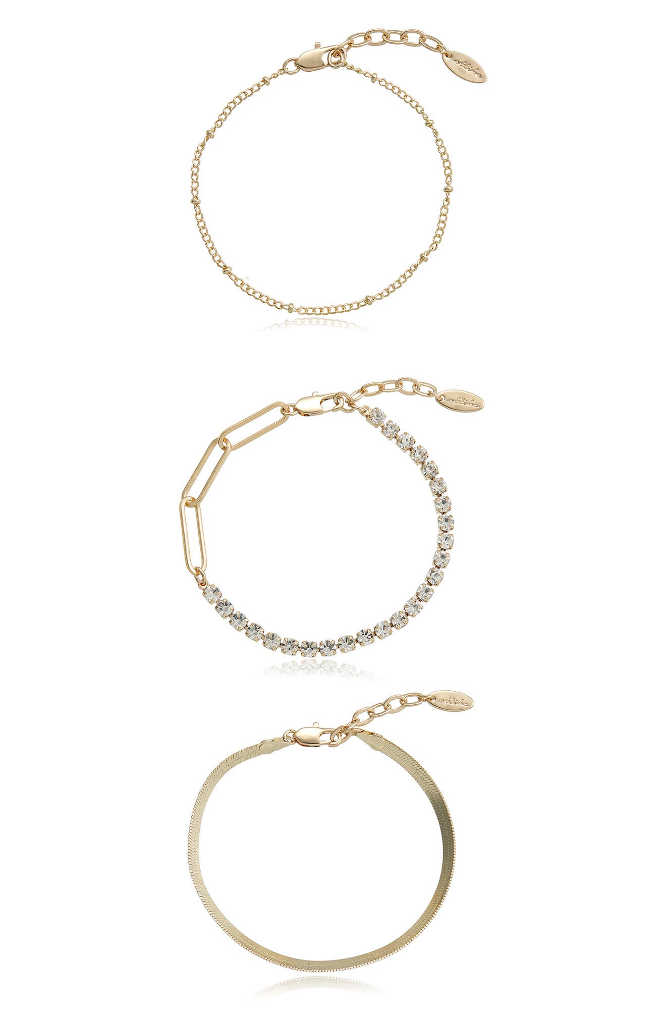 Set of 3 Simple Chains Bracelets