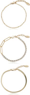 Ettika Set of 3 Simple Chains Bracelets