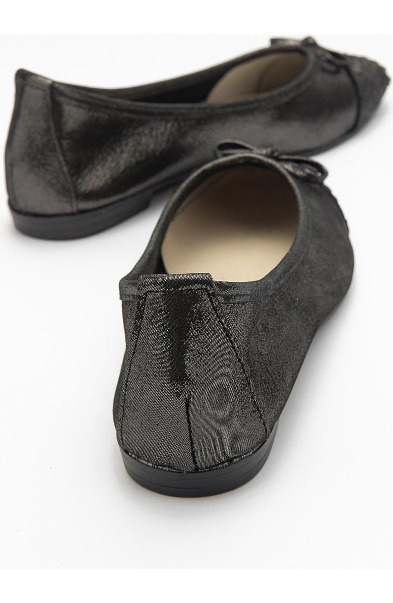 Forever & Always Shoes Copos Leather Bow Cap Toe Ballet Flat, Alternate, color, Black