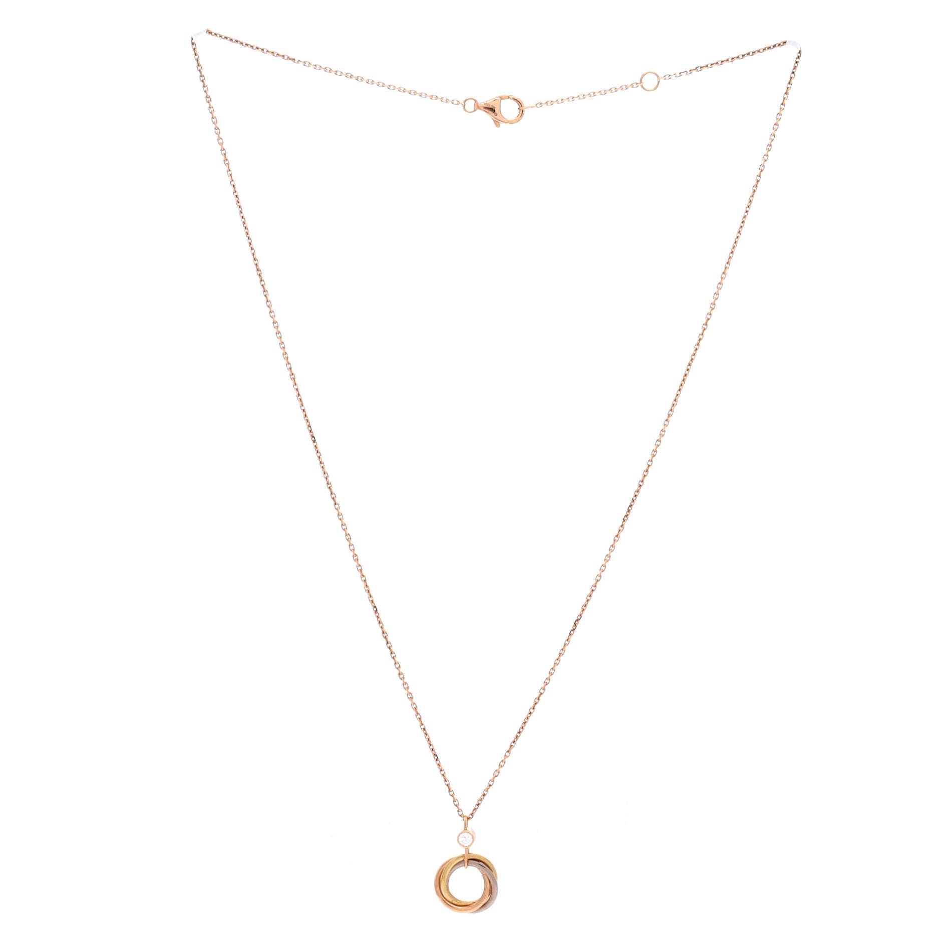 Trinity Pendant Necklace 18K Tricolor Gold with Diamond, Alternate, color, Metallic Gold