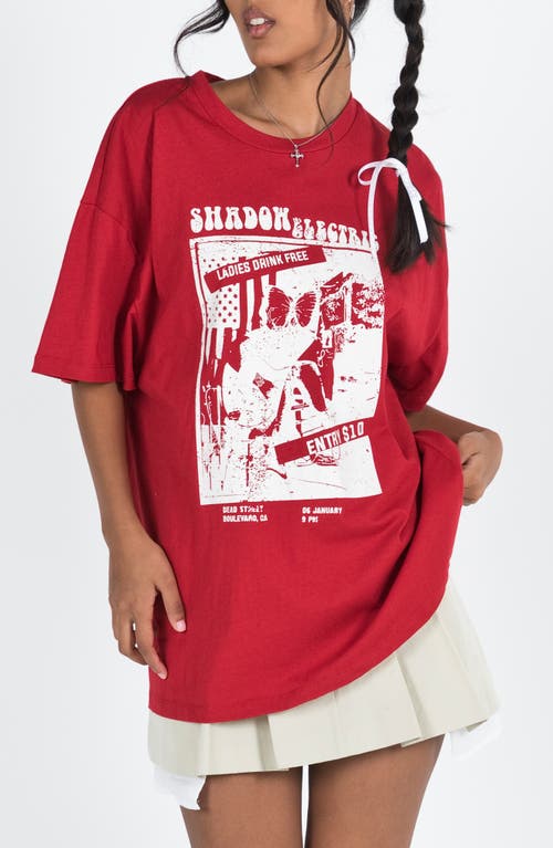 Princess Polly Tickets Oversized Organic Cotton Graphic T-Shirt in Red 