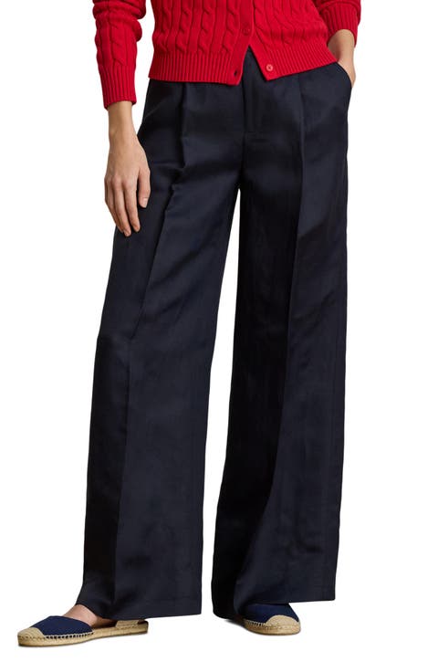 Wide Leg Linen Blend Pants