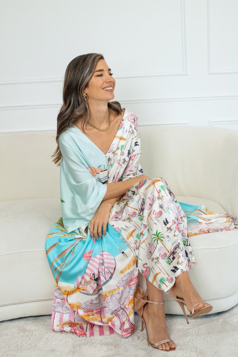 Maxi Kaftan Dress - "Pink Flamingo Club", Alternate, color, Pink Flamingo