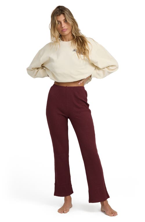 Billabong Fever Twist Flare Rib Pants In Burgundy