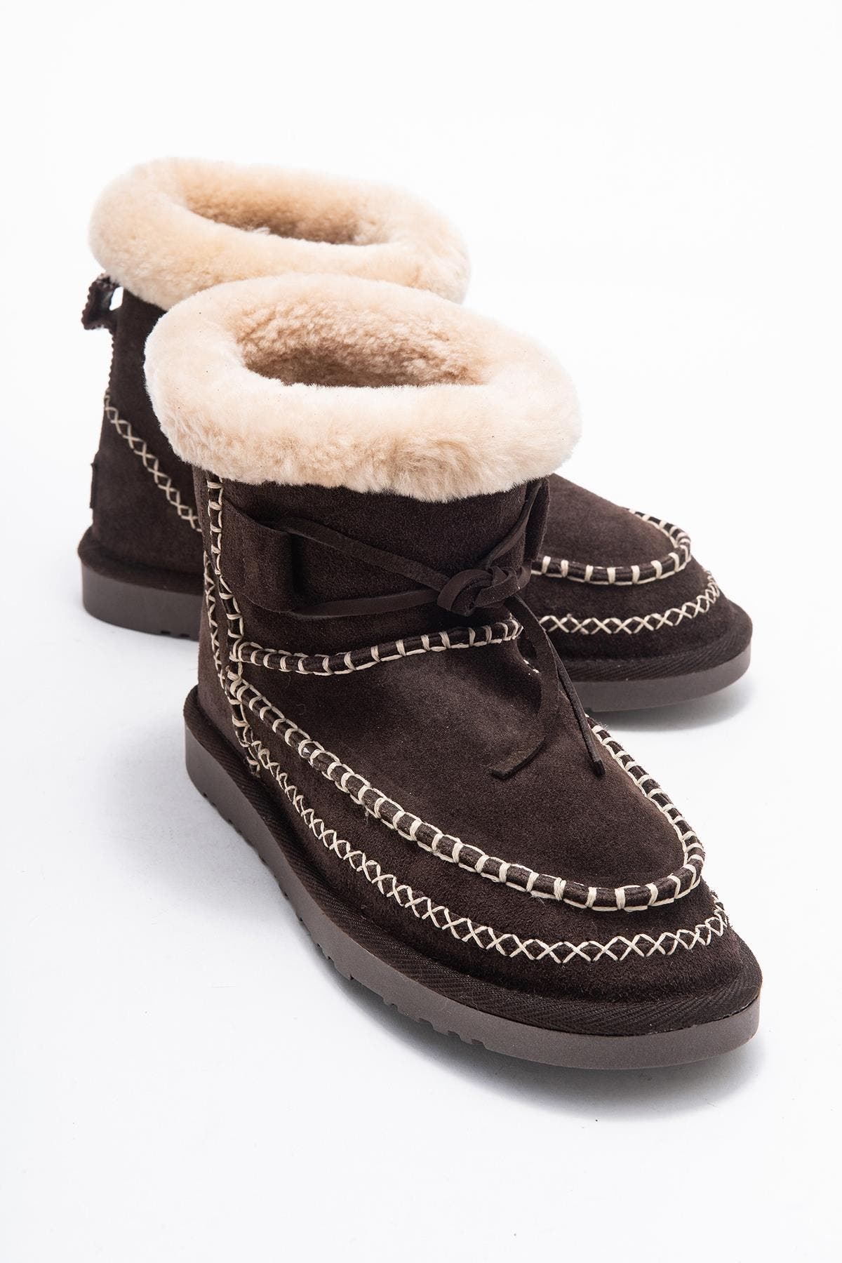 Jorel Leather Fur Lined Ankle Boot, Alternate, color, Brown Suede Leather