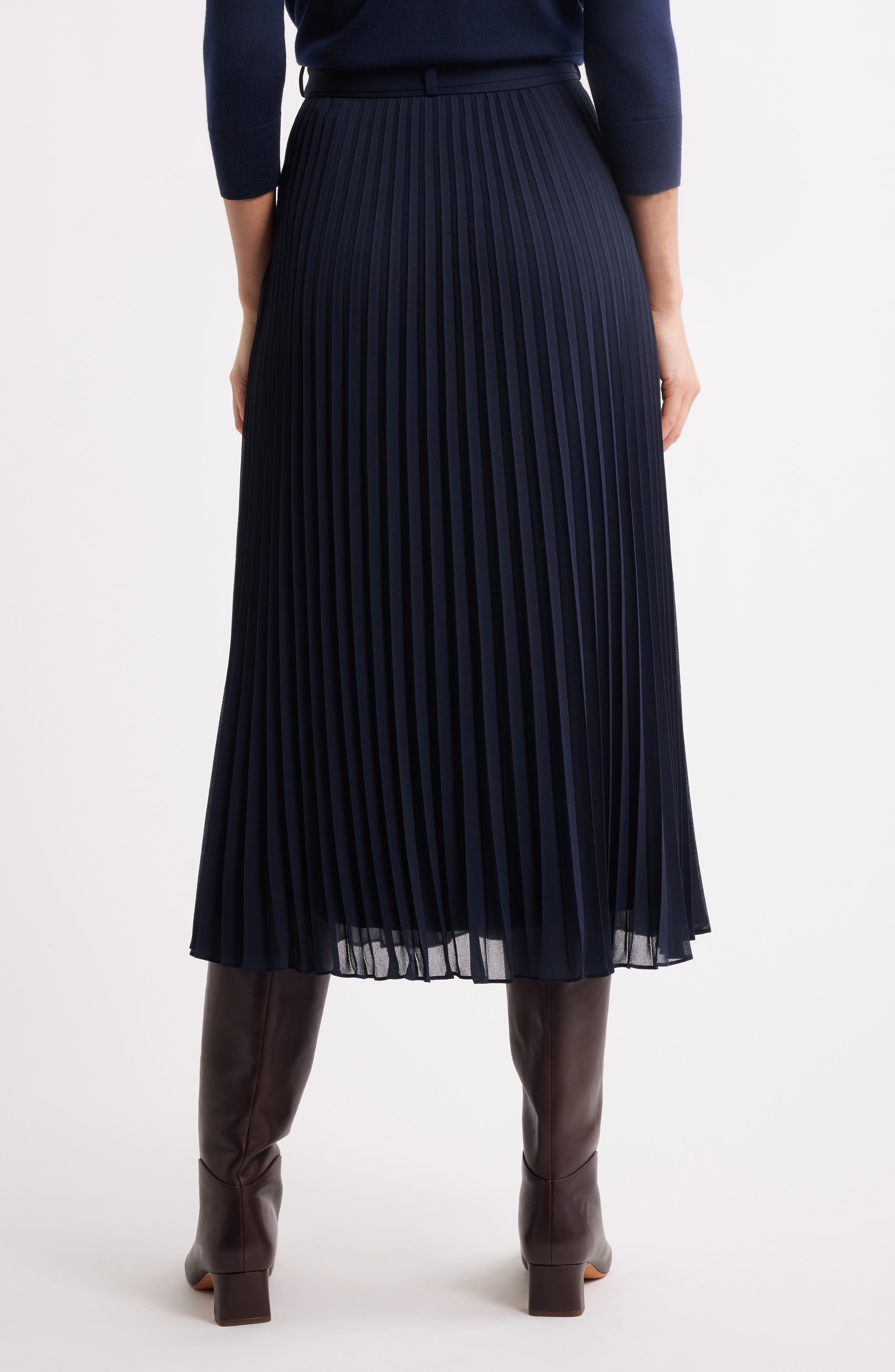 Vocelina Belted Pleated Midi Skirt - image 2