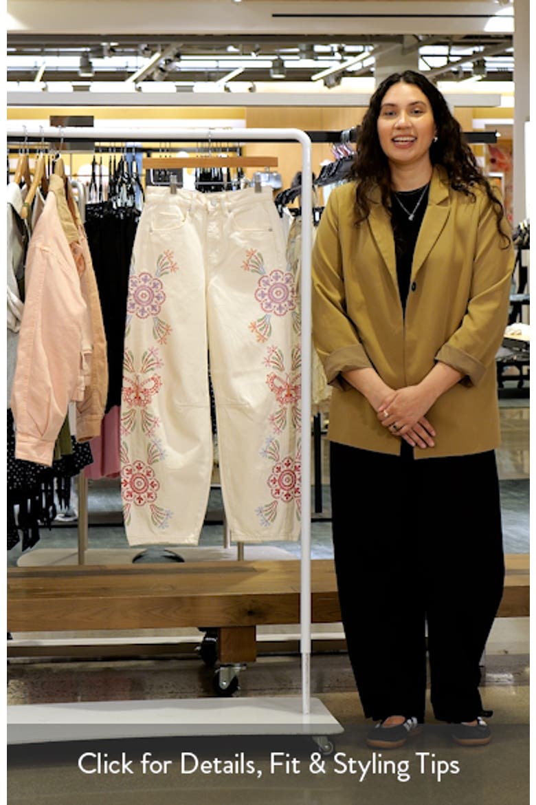 Floral Embroidery Barrel Leg Jeans video