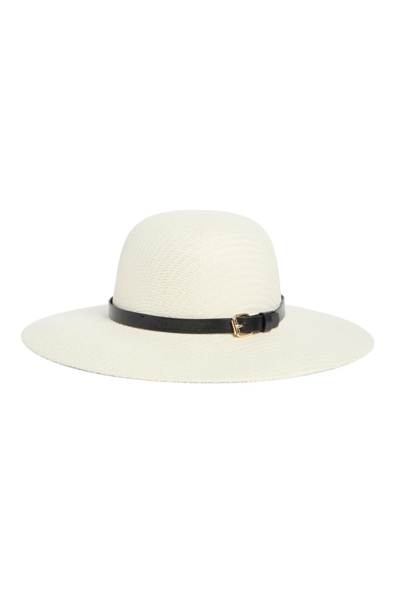 Belted Straw Sun Hat, Main, color, IVORY