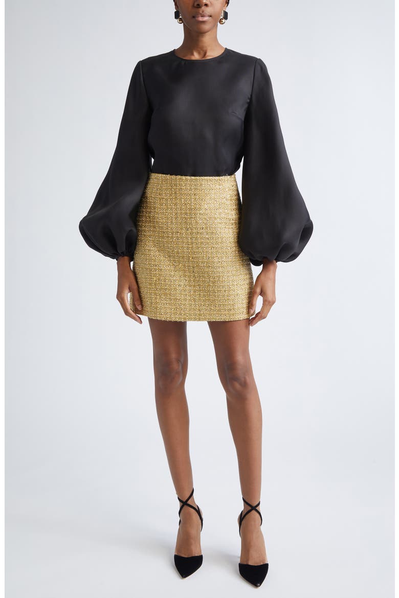 Metallic Tweed Miniskirt, Alternate, color, GOLD