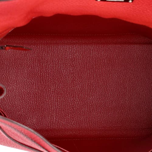 Pre-owned Hermes Hermes Kelly Handbag Red Togo With Palladium Hardware 32 In Red