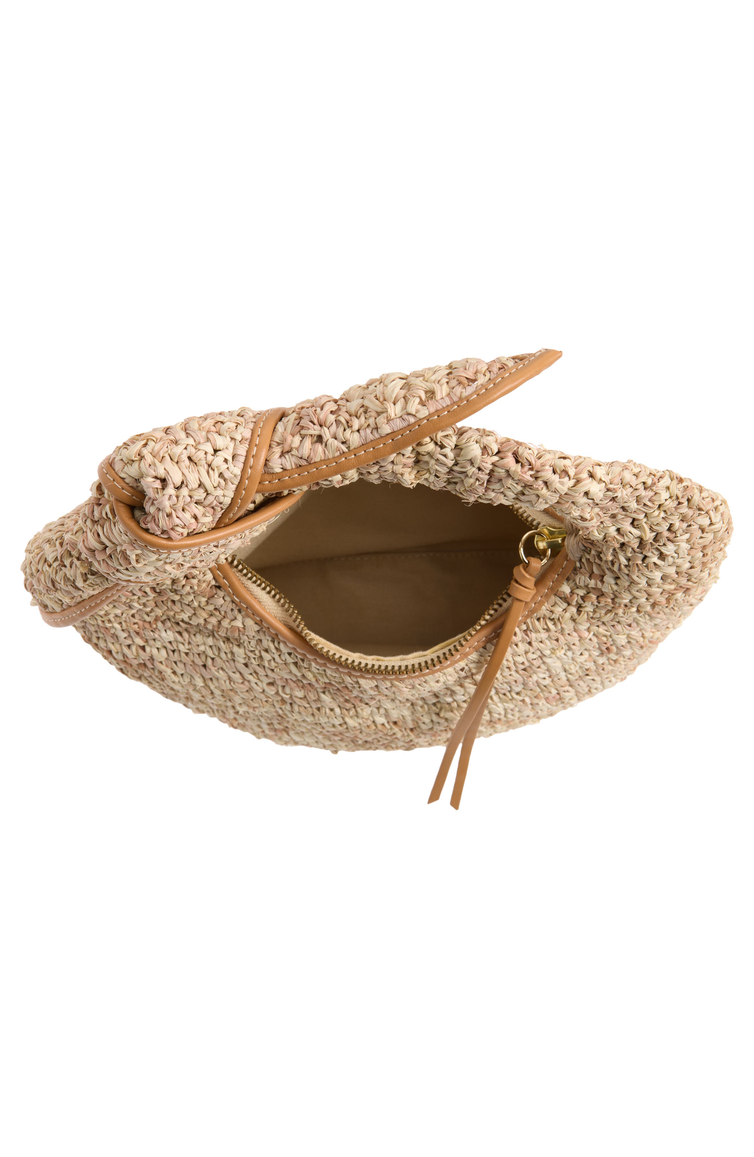 POOLSIDE The Josie Raffia Knot Bag, Alternate, color, Mixed Natural
