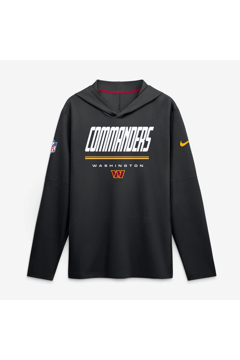 Men's Nike Black Washington Commanders Sideline Game On Lightweight Long Sleeve Hooded Dri-FIT Top, Main, color, Black
