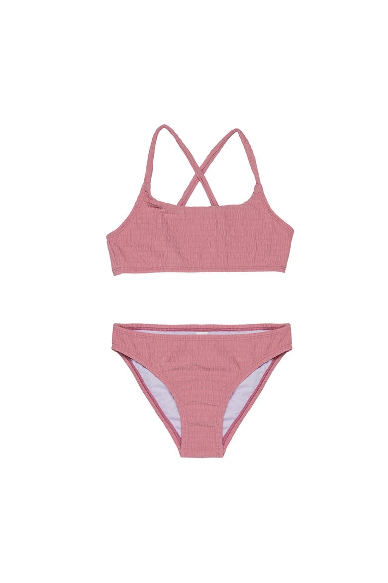 Neapolitan Textured Criss Cross Strap Swim Set, Main, color, Pink