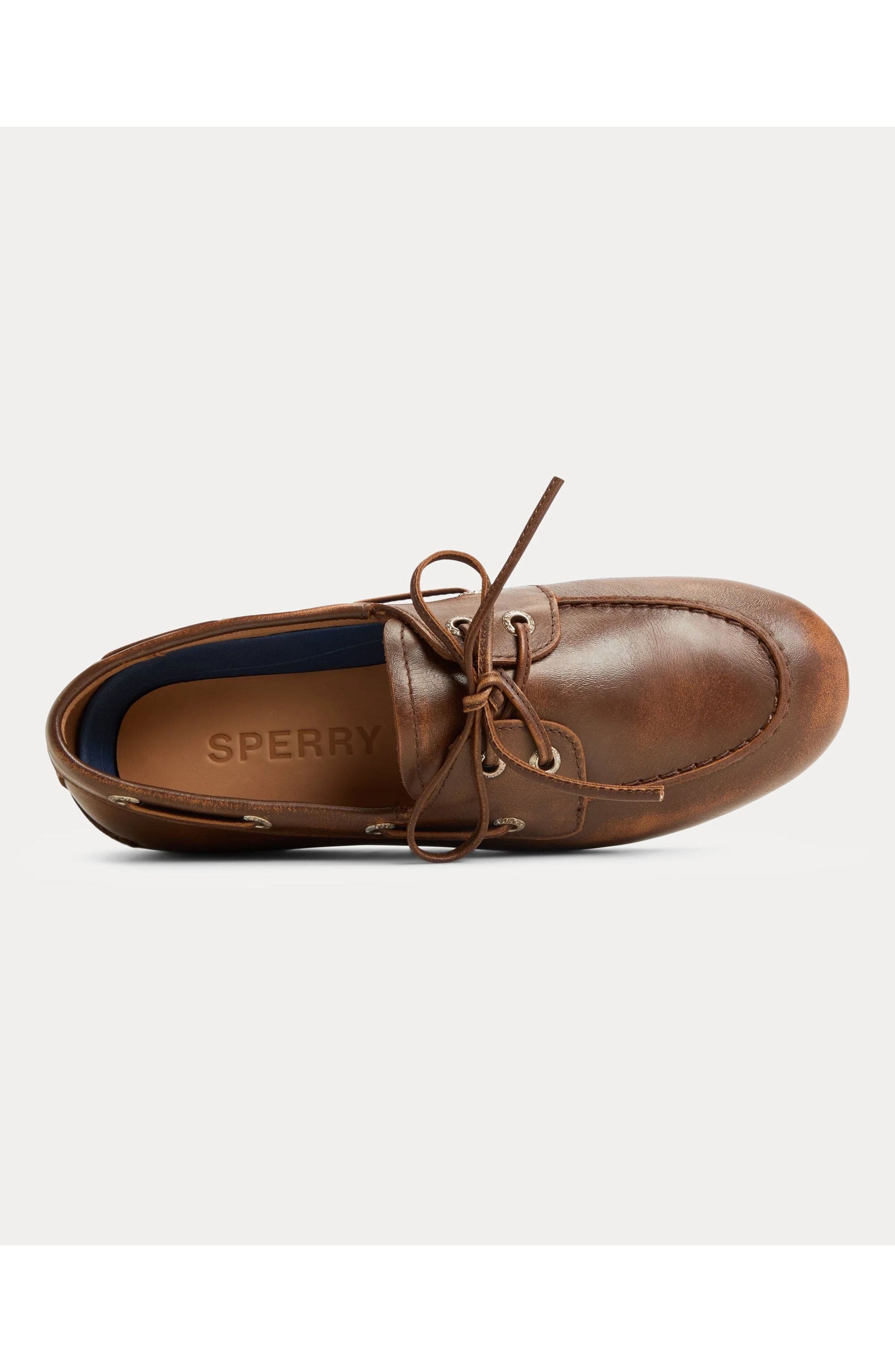 Fortela Sperry Slimboat "Distress" Leather Boat Shoe, Alternate, color, Camel