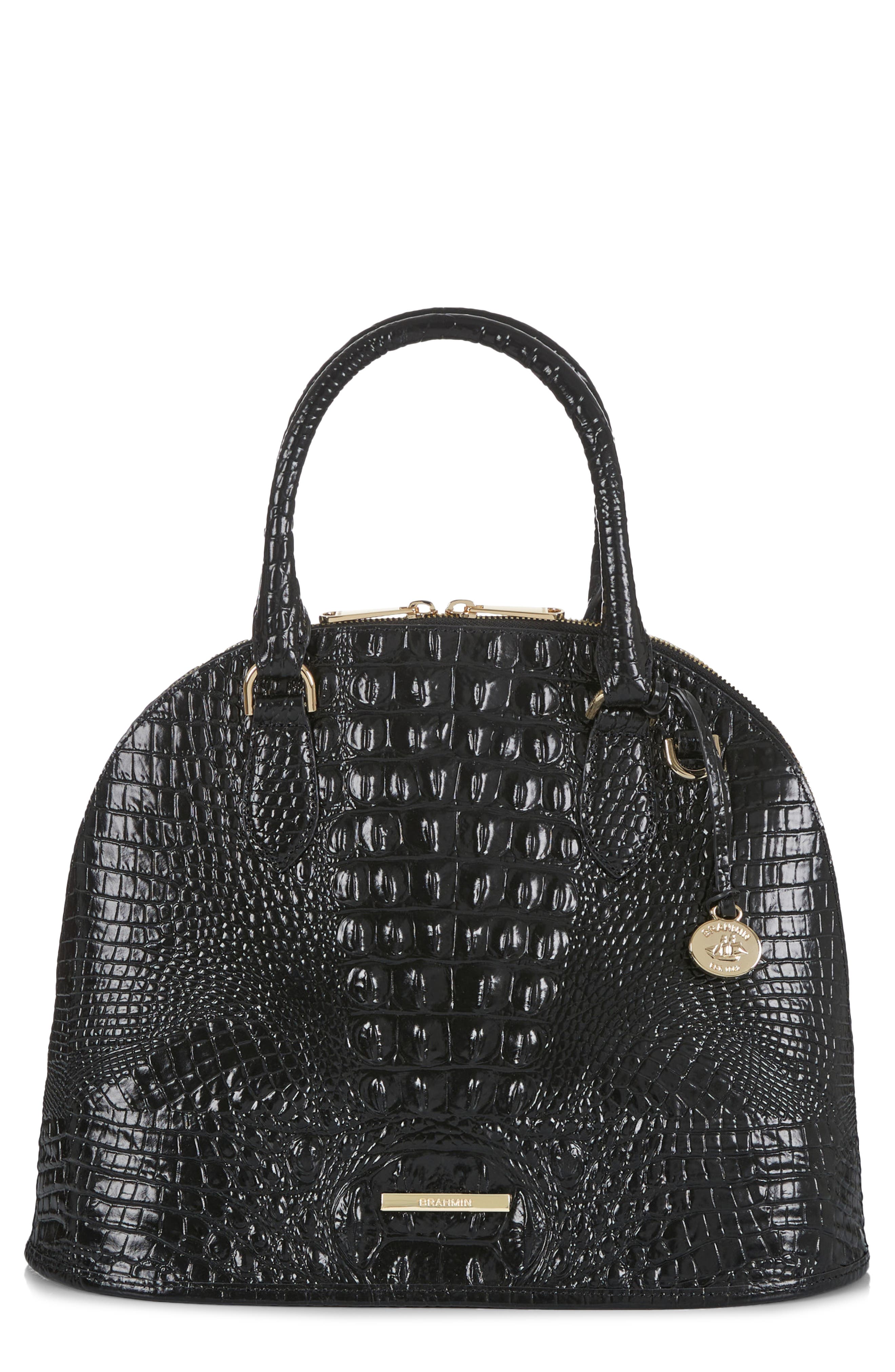 Brahmin Georgina Croc Embossed Leather Satchel, Main, color, 