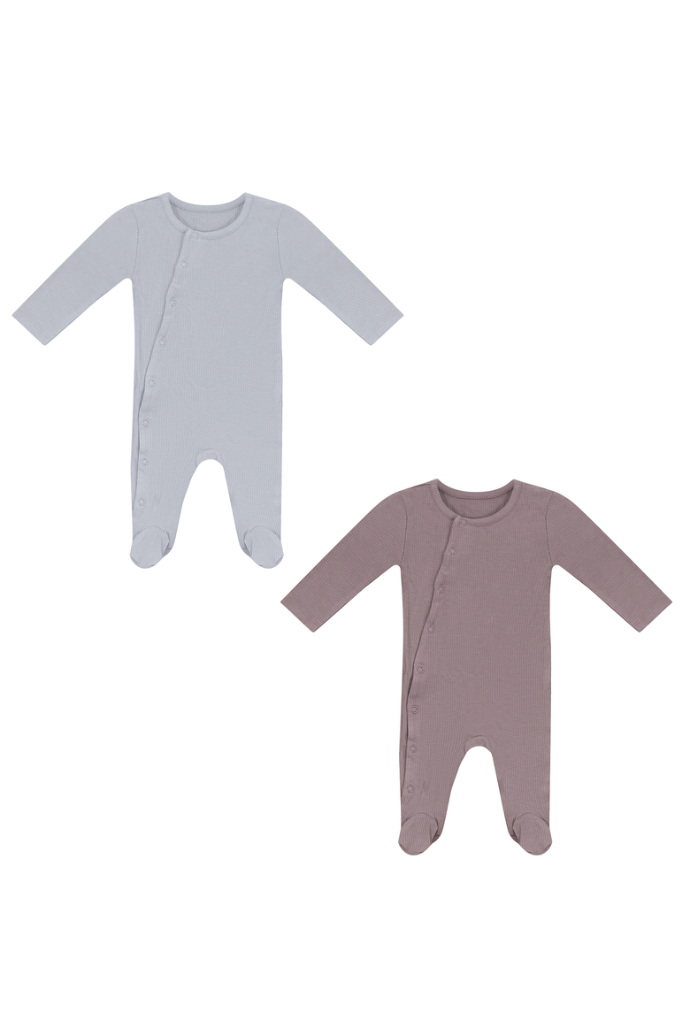Ribbed Button Up Assorted Romper Set, Main, color, Assorted Blue
