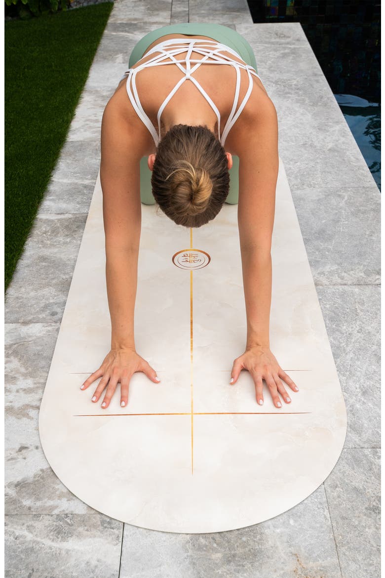 Classic - Yoga /Pilates Mat - Vegan Suede - Made for Hot Yoga, Alternate, color, White Marble