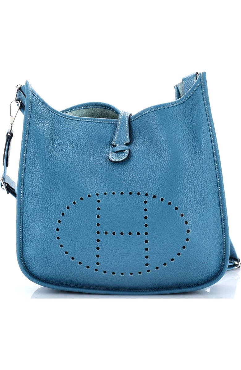 Pre-Owned Hermes Evelyne Bag Gen III Clemence PM, Main, color, Bleu Jean