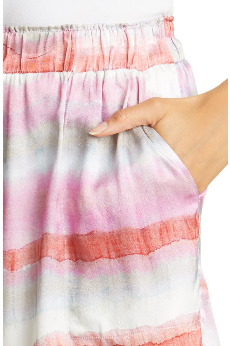 Leighton Smocked Waist Seersucker Shorts, Alternate, color, CORAL WAVES