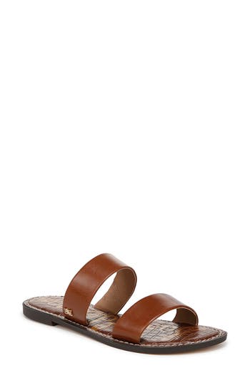 Sam Edelman Gala Double Strap Slide Sandal Cognac Leather In Brown