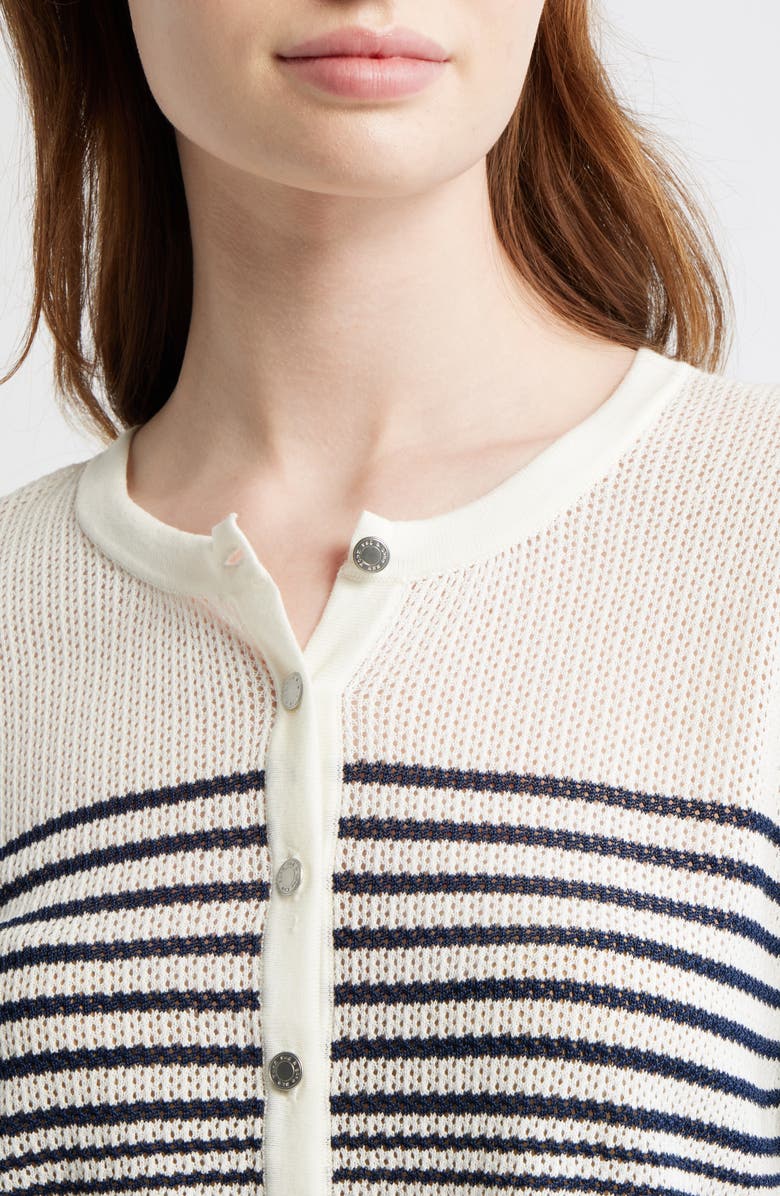 rag & bone Daisy Stripe Cotton Blend Cardigan, Alternate, color, White