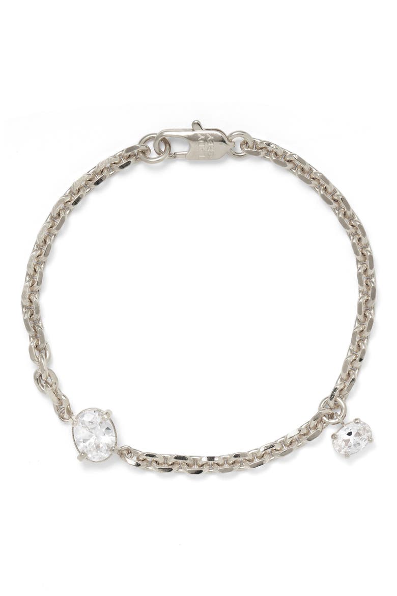 Crystal Tilt Cubic Zirconia Bracelet, Main, color, SILVER/ CLEAR