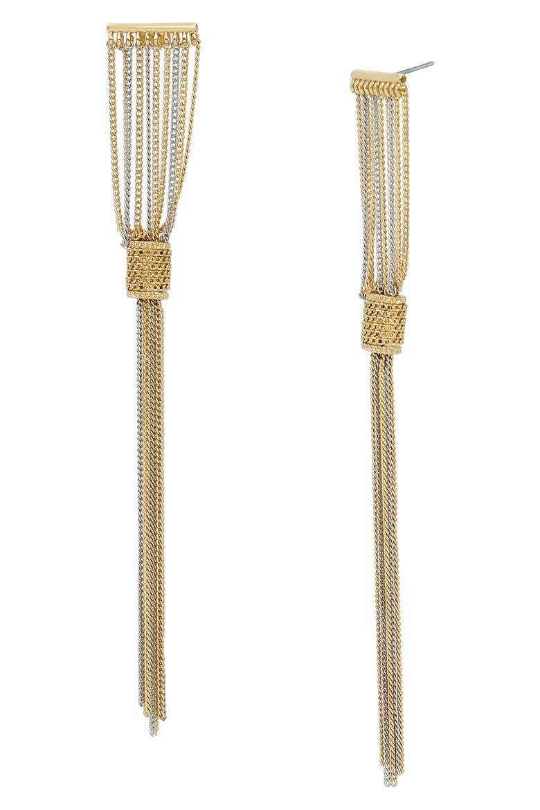Two-Tone Curb Chain Linear Drape Earrings, Main, color, GOLD