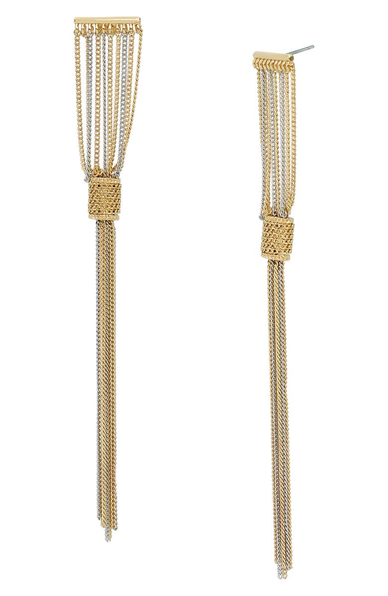 AllSaints Two-Tone Curb Chain Linear Drape Earrings, Main, color, Gold