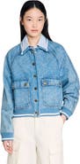 SANDRO Rib-trimmed denim jacket