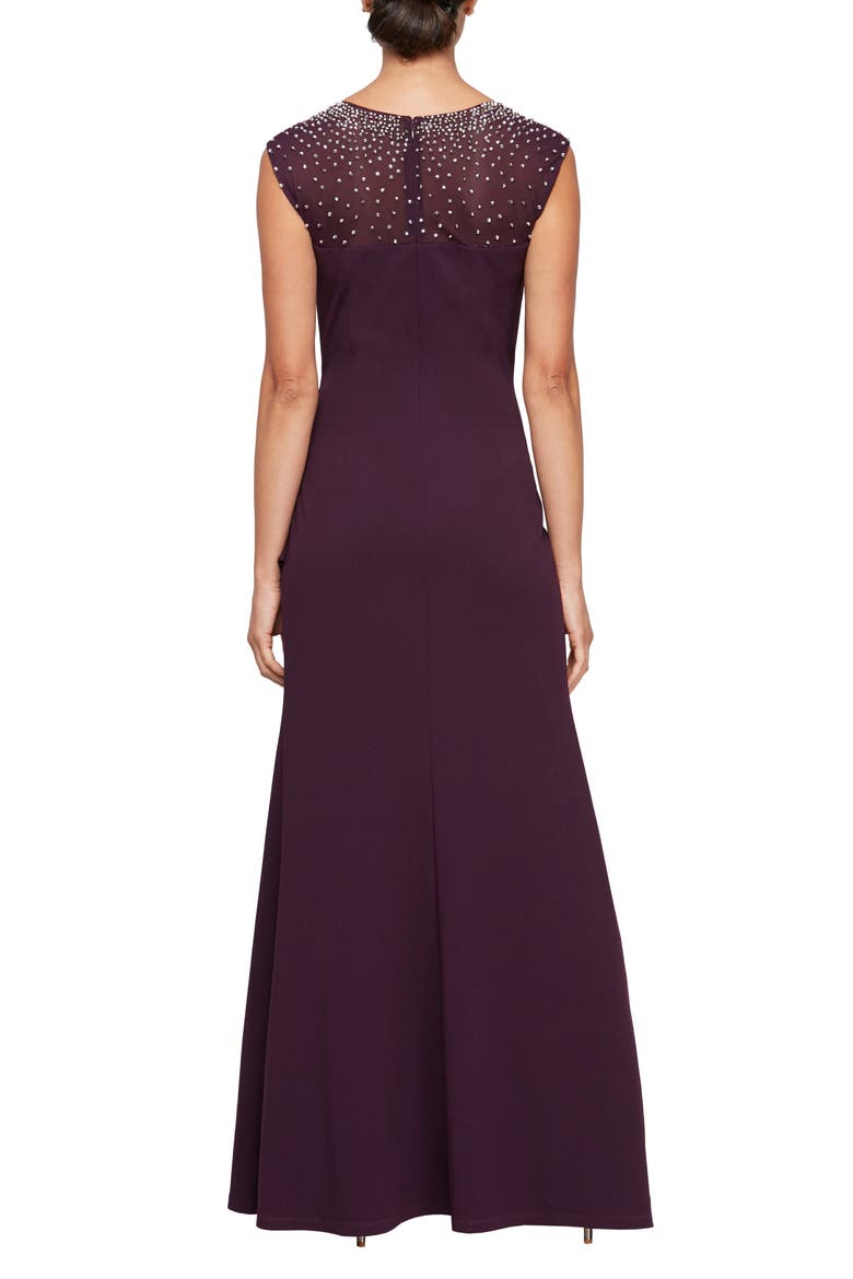 Embellished Ruffle Gown, Alternate, color, AUBERGINE