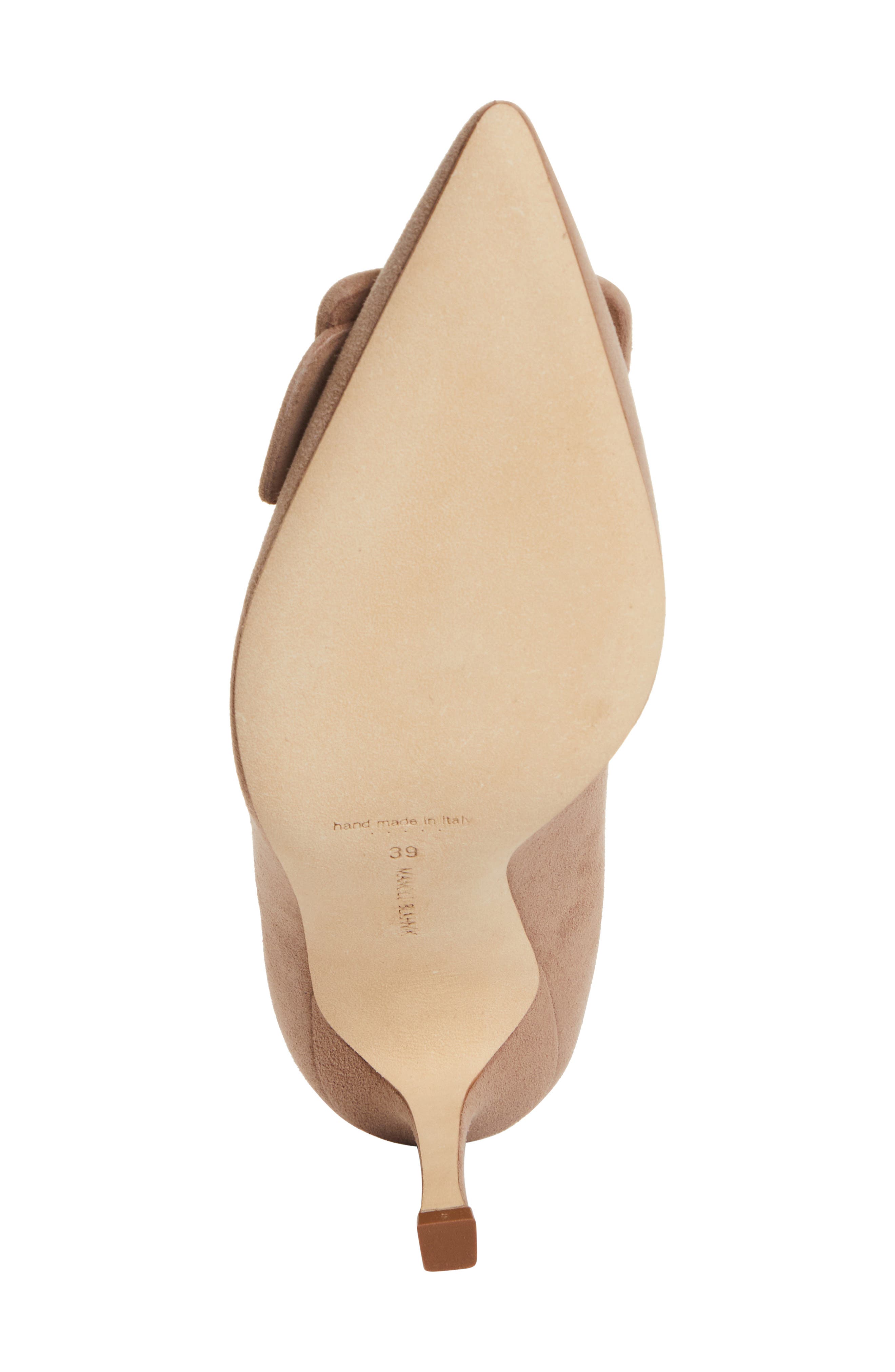 Manolo Blahnik Maysale Buckle Pointed Toe Pump, Alternate, color, Dark Beige
