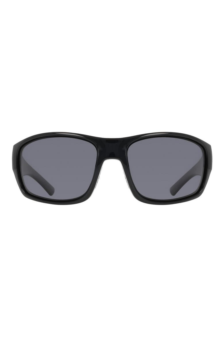 64mm Oversize Rectangular Sunglasses, Main, color, SHINY BLACK/ SMOKE